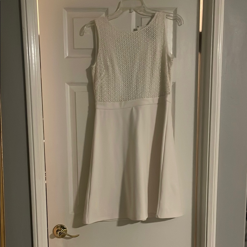 LOFT Ribbed White Mock Neck Mini Dress